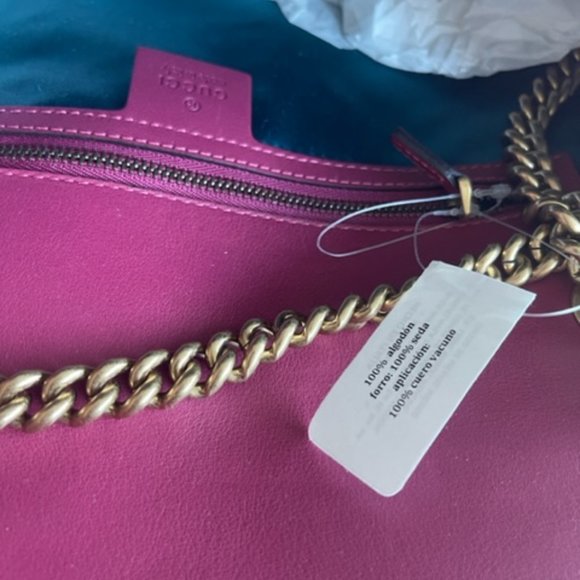 Gucci Blind For Love Pink Rose Velvet Handbag Bag Marmont GG Gold Purse Italy NW - Picture 13 of 15